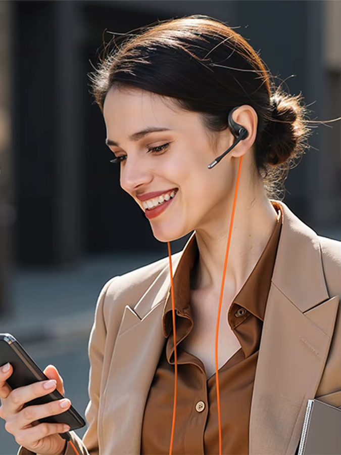 Oneodio OpenRock Lin 10 Kabelgebundene Open-Ear-Kopfhörer in Schwarz mit AI ENC-Mikrofon und USB-C Anschluss für Büro und PC - Bild 5
