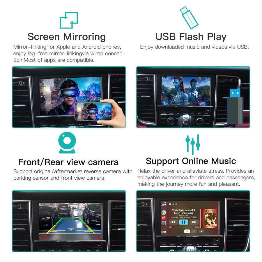 AUTOABC Kabelloses CarPlay und Android Auto Interface für Porsche Panamera Cayenne Macan Cayman 911/918 PCM 3.1 mit Mirror Link, AirPlay und Kamera-Unterstützung in Schwarz - Bild 4