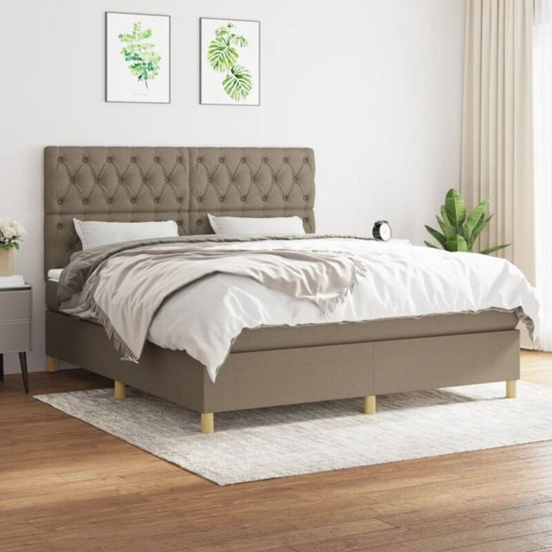 Vidaxl Boxspringbett mit Matratze in Taupe Meliert aus Stoff, B/T/H: 160 x 200 x 118 cm - Bild 1