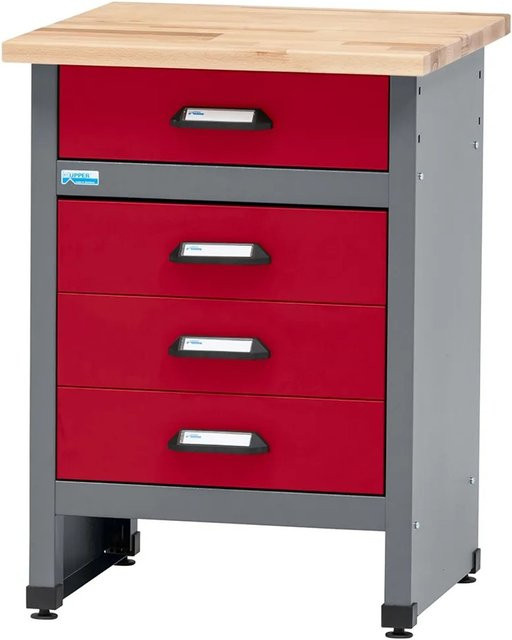 Küpper Werkbank mit 4 Schubladen in Dunkelrot, B/T/H: 84 x 60 x 60 cm - Bild 1