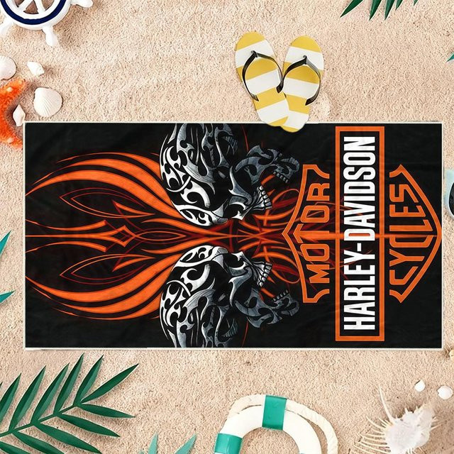 Harley-Davidson Strandtuch aus ultrafeiner Faser, schwarz, B/H: 90 x 180 cm - Bild 1