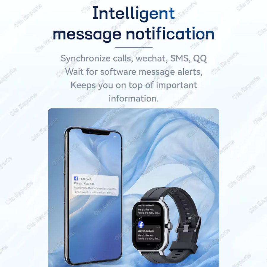 Ola Esporte Smartwatch, 1,83 Zoll, Bluetooth, Silikon, Schwarz, Unisex - Bild 4