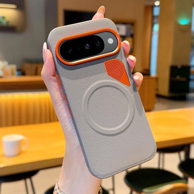 Magnetische Stoßfeste Handyhülle für Google Pixel 10, Pixel 10 Pro und Pixel 10 ProXL mit metallenem Objektiv-Schutzring und Wärmeableitung in Grau - Bild 1