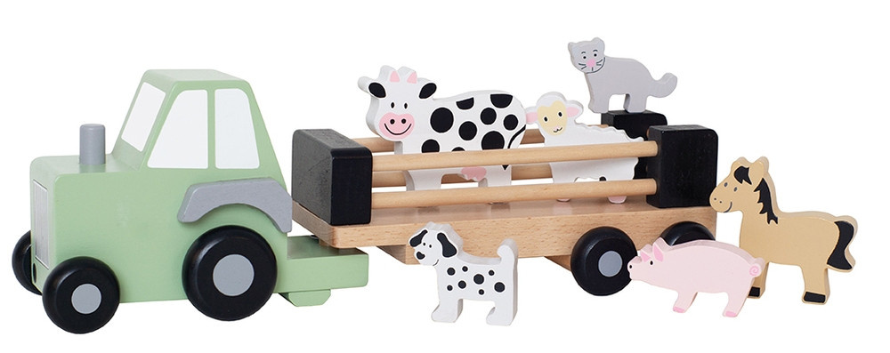 Jabadabado Traktor mit Tieren, Holz, ab 1,5 Jahre - Bild 1