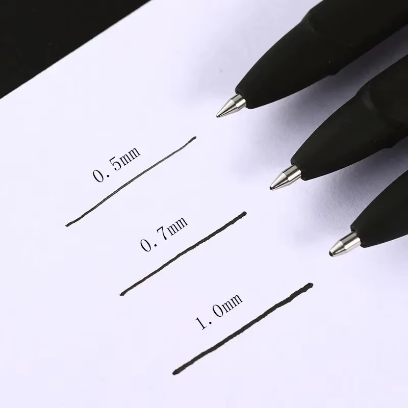 Gelstifte Set in Schwarz mit Stärken von 0,5 mm, 0,7 mm und 1,0 mm für Schule und Büro - Bild 3