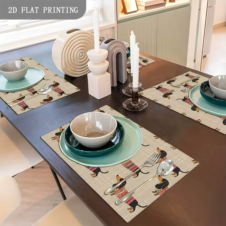 VIKAMA Tischsets mit Dackel Hund Motiv für Restaurant und Küche - Bild 2