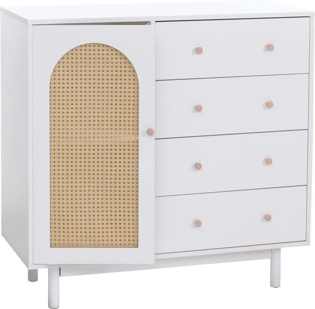 MCW Kommode P52 in Weiß mit Poly-Rattan und MDF, B/T/H: 95 x 40 x 100 cm - Bild 2