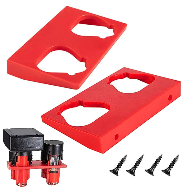 2er-Set Batterie Halter Wandhalterung für Milwaukee 12V Li-Ion Akkus in Rot - Bild 2