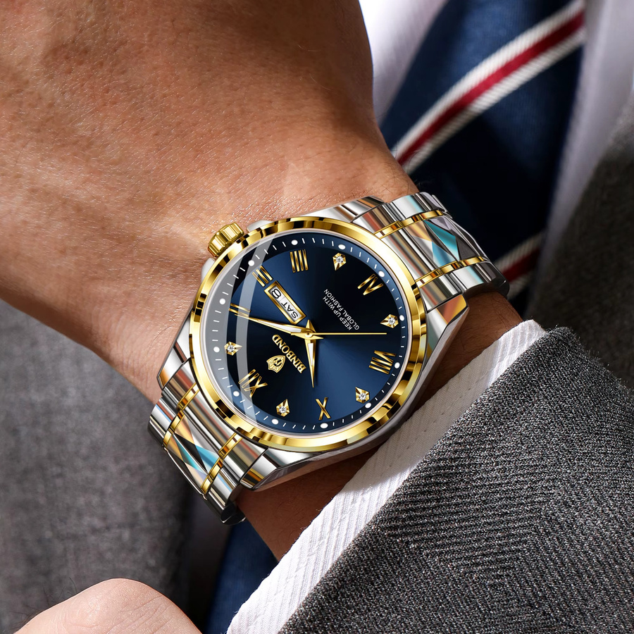 BINBOND Armbanduhr Quarz, Edelstahl, Blau, Herren - Bild 4