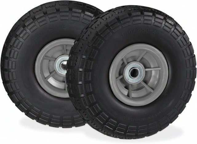 Relaxdays Sackkarrenrad 2er Set aus PU in Schwarz und Grau, pannensicher, Durchmesser: 26 cm, Breite: 8,5 cm, Gewicht: 850 g - Bild 1