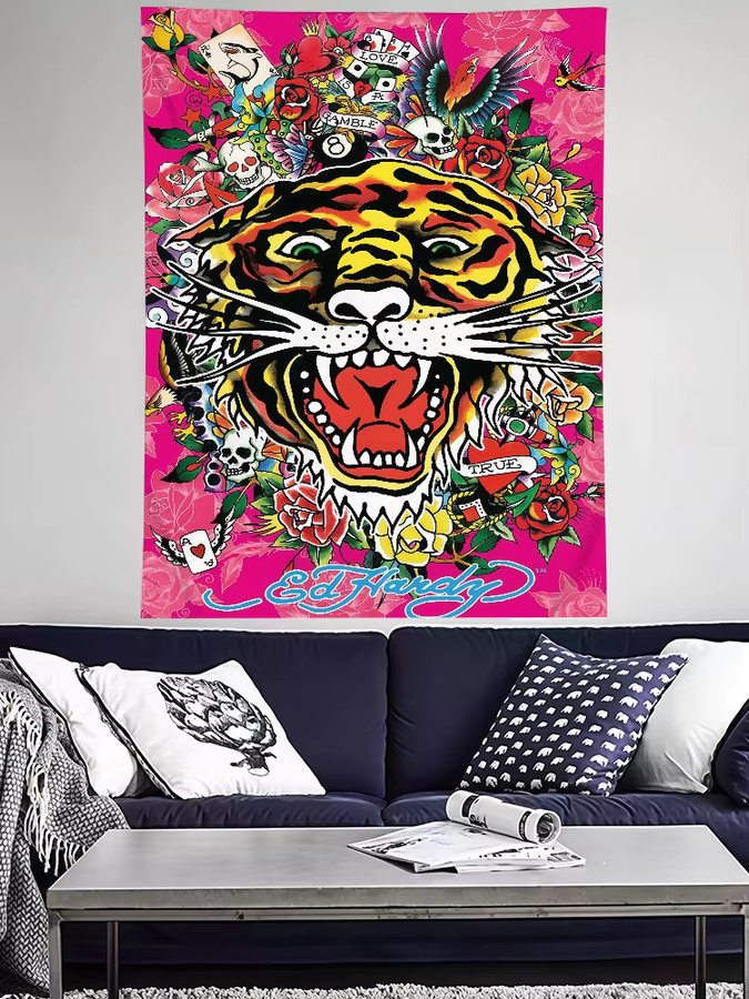 Warner Bros. E-Ed H-Hardy Flaggenmotiv Kunstdruck in Multicolour, Textil-Wanddeko im Retro-Stil, Breite: 60,0 cm, Höhe: 40,0 cm - Bild 6