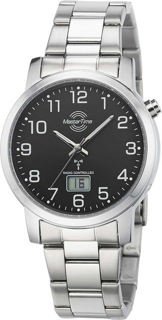 Master Time Herrenuhr, Funk, Quarz, Edelstahl, 42 mm, Schwarz - Bild 1