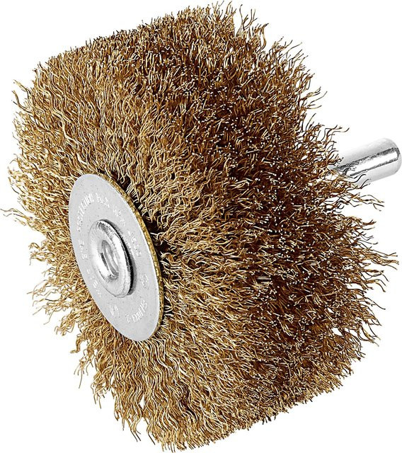 LUX-TOOLS Holzstrukturbürste aus Stahl in Gold, Durchmesser: 80 mm - Bild 1