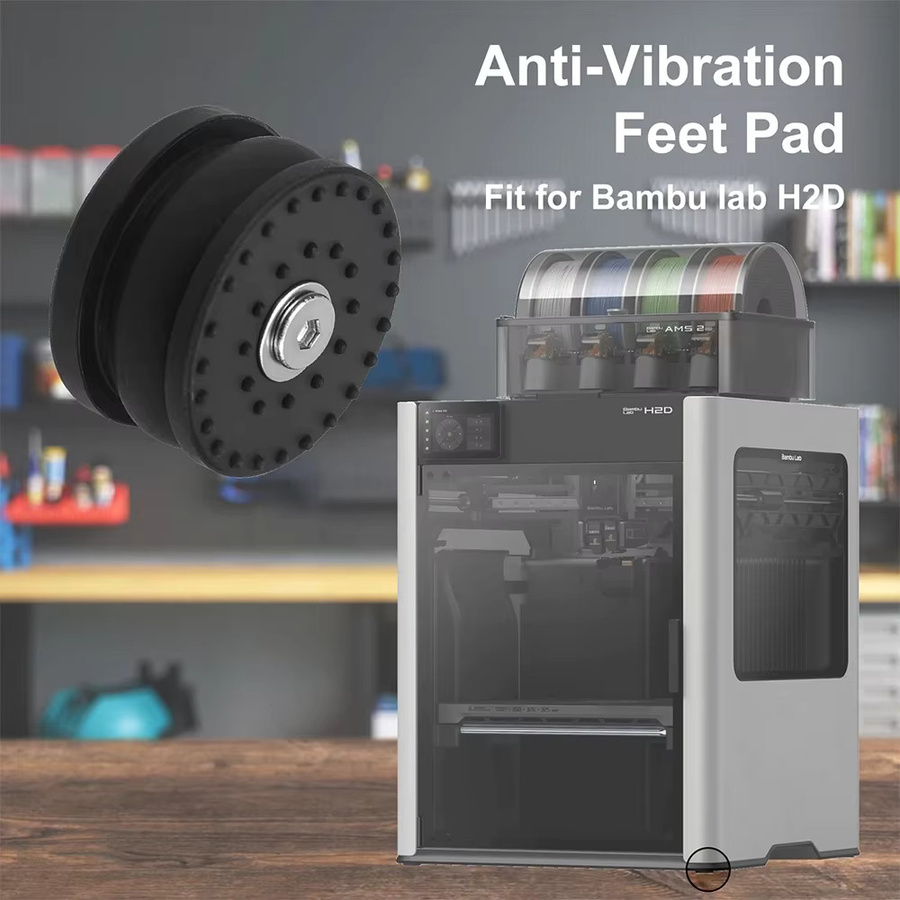 H2D Anti-Vibrations-Füße für Bambu Lab, stoßdämpfende und rutschfeste Gummifußpolster in Schwarz - Bild 4