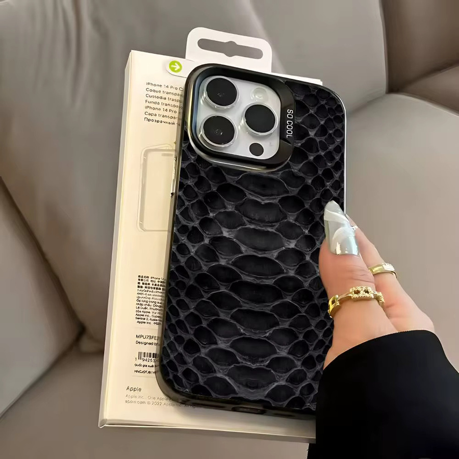 Luxus Handyhülle mit Schlangenledermuster für Apple iPhone 17 17Air 16 15 14 13 12 11 Pro Max Plus in Silber - Bild 3