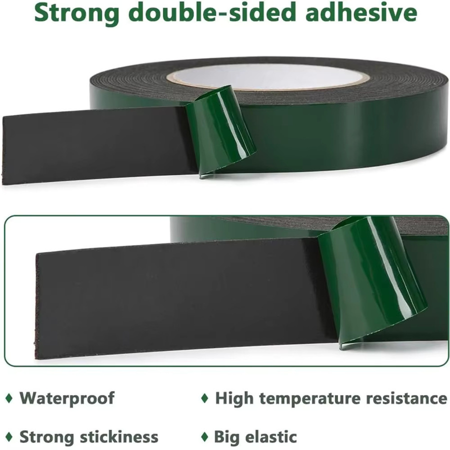 Doppelseitiges PE-Schaumband in Schwarz, 10 m Länge, Breite: 6 cm, wasserdichtes und selbstklebendes Montageband - Bild 2