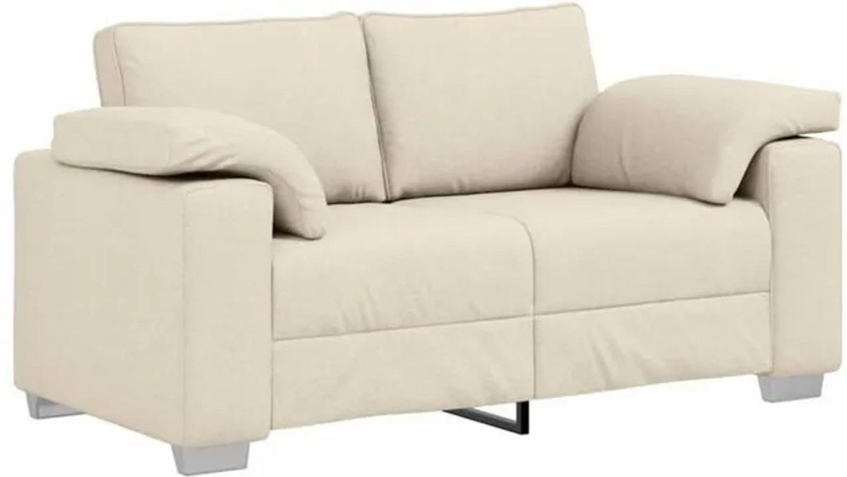 Modernes 2-Sitzer Sofa von vidaXL in Beige aus Leinenmischgewebe mit Metallgestell, B/T/H: 160 x 77 x 82 cm - Bild 1