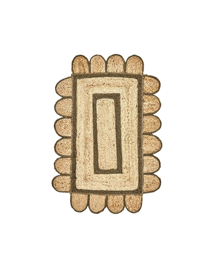 House Doctor Fußmatte Denta aus Jute in Grün und Sand, B: 60 cm, T: 90 cm - Bild 1