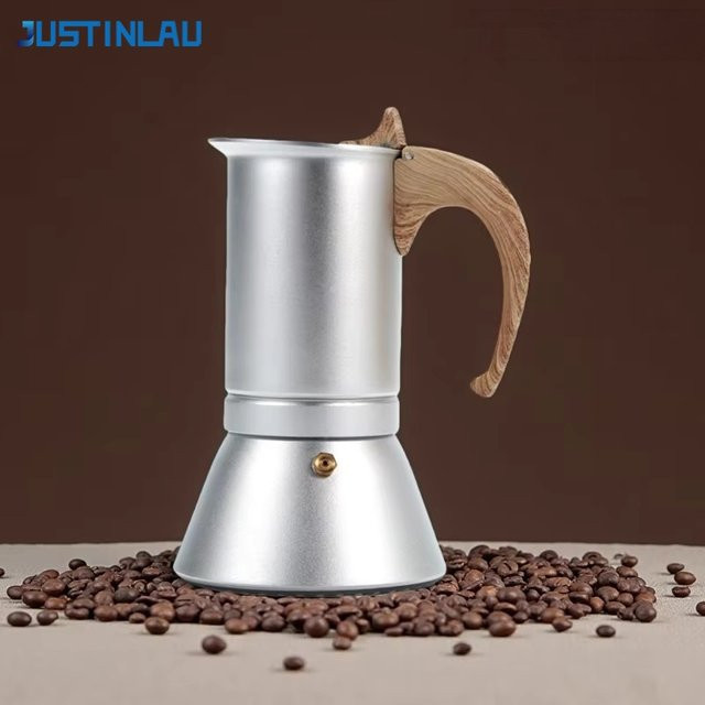 JUSTINLAU Moka Topf für Espresso und Kaffee, 3/6 Tassen, Farbe: Silber - Bild 1