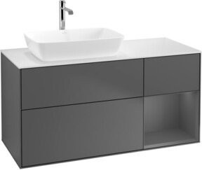 V&B Waschtischunterschrank Finion mit Wandbeleuchtung, Anthrazit lackiert, Breite: 120 cm - Bild 1