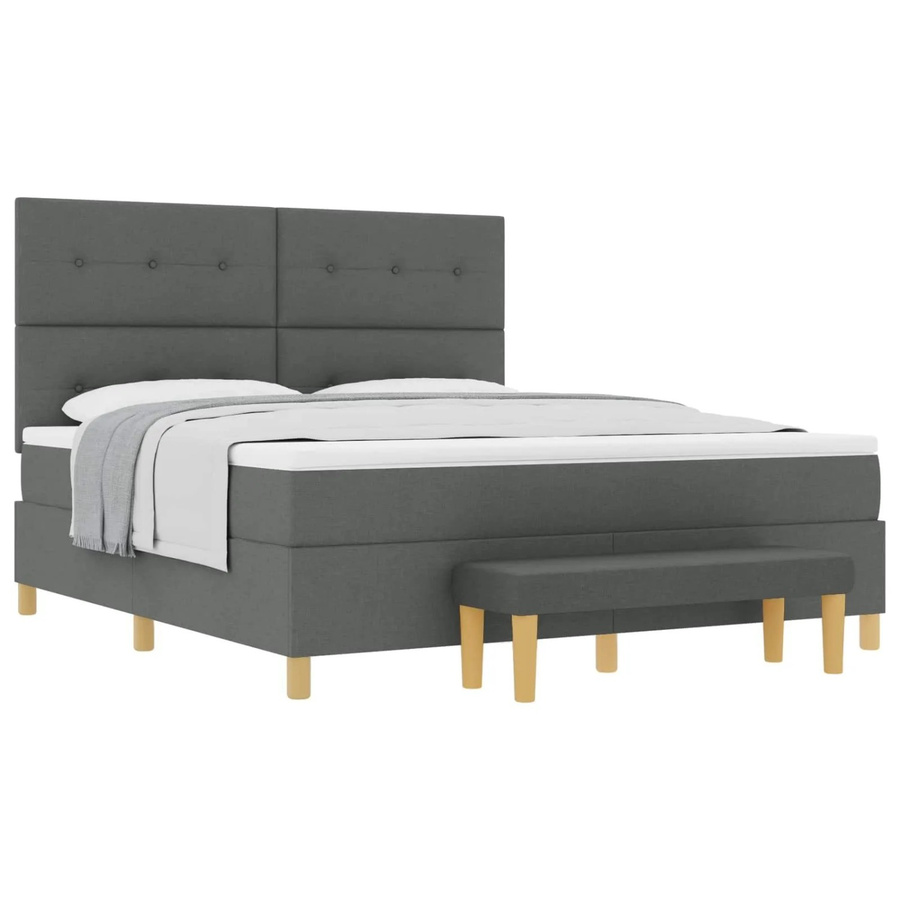 vidaXL Boxspringbett mit Matratze in Grau, B/T/H: 180 x 200 x 128 cm - Bild 2