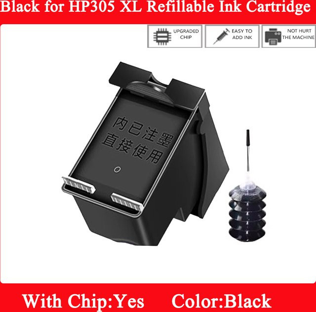 HP 305 XL Nachfüllbare Tintenpatrone Schwarz für HP DeskJet Plus Serie 4121 4122 4130 4100 4110 4120 Drucker - Bild 1
