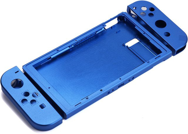 Aluminium Ersatz Rückplatte für Nintendo Switch Joy Con Gehäuse Shell Cover in Schwarz und Blau - Bild 1
