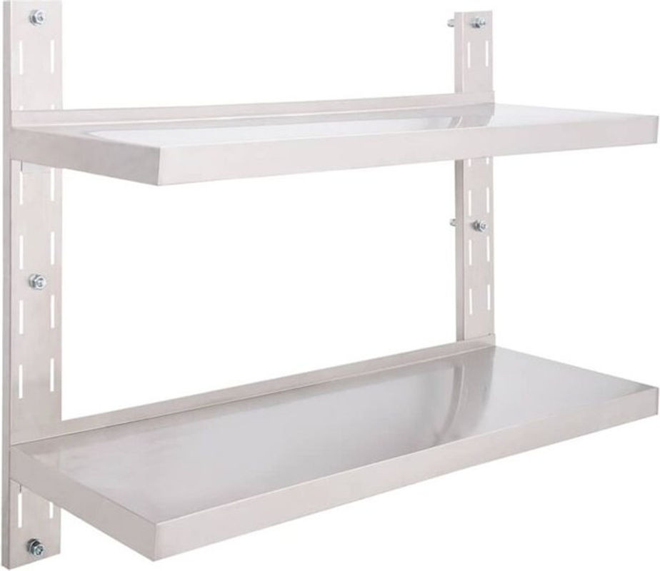 VIDAXL Wandregal aus Edelstahl in Grau mit 2 Ebenen, Breite: 100 cm, Tiefe: 30 cm - Bild 1