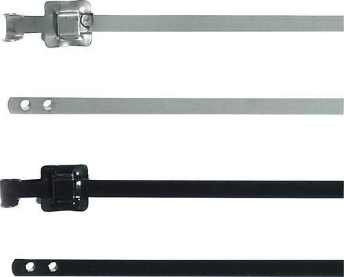 HellermannTyton Kabelbinder MLT16SSC10-SS316/SP-BK Schwarz, UV-stabilisiert, Edelstahl, Länge: 43 cm, Breite: 1 cm - Bild 1