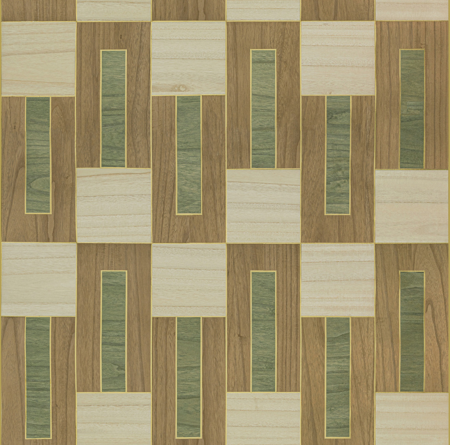 Omexco Tapete Elongata IM53 in Gold, Grün und Multicolour mit abstraktem Art-Deco- und geometrischem Design aus Vlies - Bild 1
