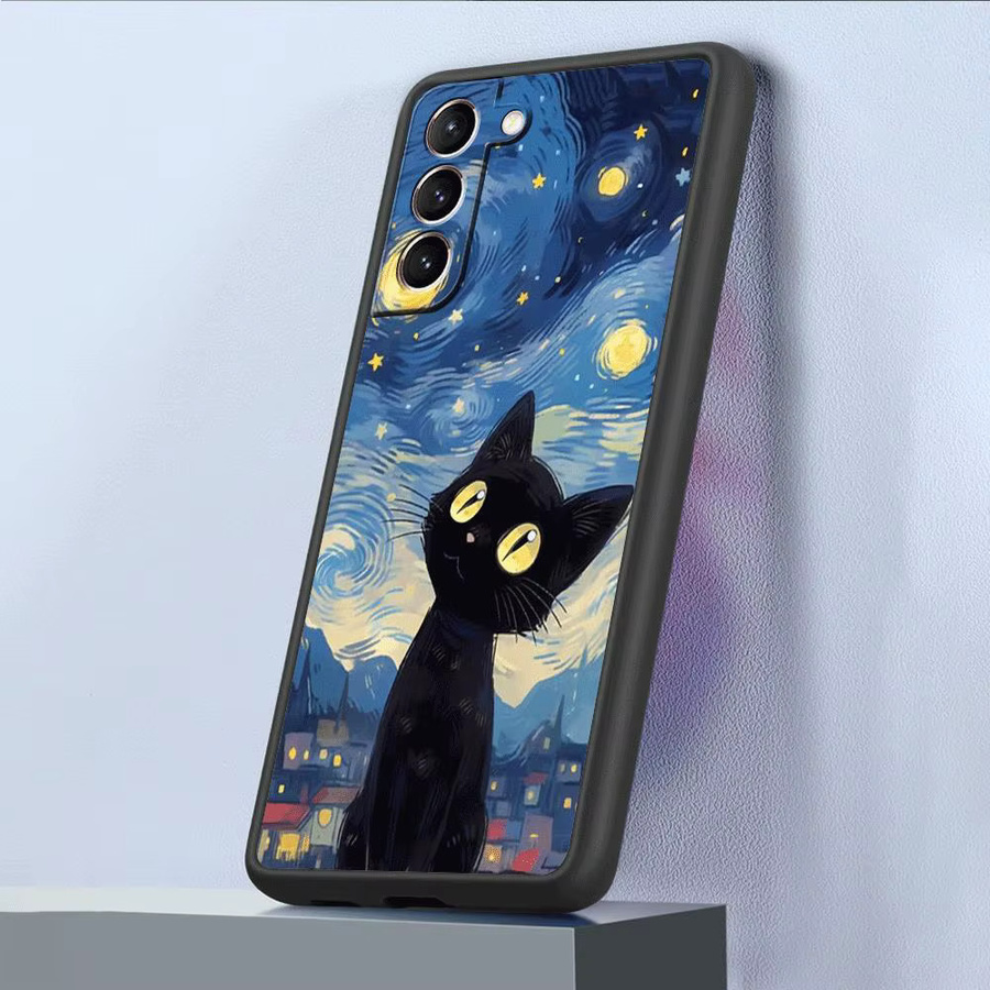 Van Gogh Art Cute Kitty Handyhülle für Samsung Galaxy S23 S24 Ultra S22 S21 S20 FE S10 Plus 5G Multicolor - Bild 2