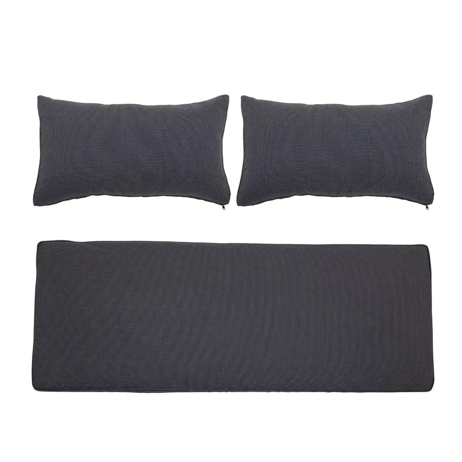 Bloomingville Mundo Kissenbezüge aus Polyester, Grau, 3er-Set, rechteckig - Bild 1