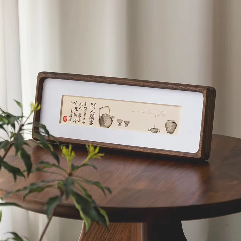 ANGDUO Bilderrahmen aus massivem Walnussholz in Braun, rechteckiger Desktop-Displayrahmen für Fotos und Kunstwerke im minimalistischen Design - Bild 2