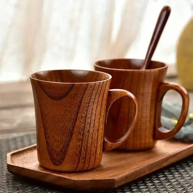 Japansicherer Jujube-Holzbecher für Tee und Kaffee in Braun - Bild 1