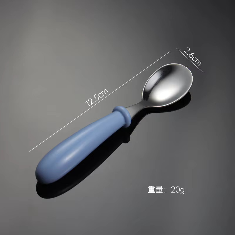Baby Gadgets Geschirr Set für Kleinkinder aus Edelstahl in Blau mit ergonomischen Utensilien und Cartoon-Design - Bild 3