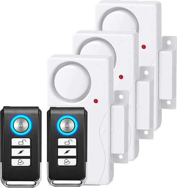 Wsdcam Diebstahlalarm mit 110 dB, kabelloser Vibrationsalarm für Tür, Fenster und Fahrrad inklusive Fernbedienung, Farbe: Weiß - Bild 1