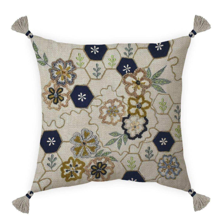 House of Nature Zierkissen Morros mit Blumenmuster in Beige, Gelb und Blau, B/T/H: 45 x 45 x 45 cm - Bild 1