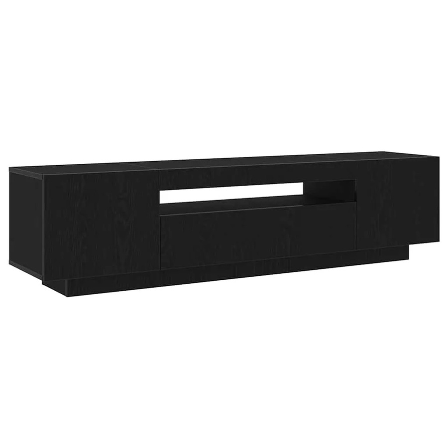 vidaXL TV-Schrank modern in Schwarz mit integrierter Beleuchtung und Medienfächern, B/T/H: 160 x 35 x 40 cm - Bild 2