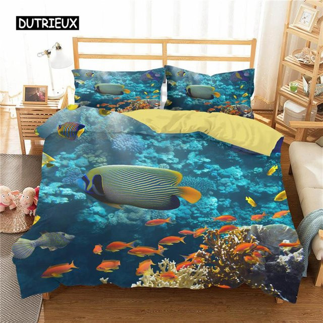 Binchi Outdoor Product Bettwäsche-Set Ozeanfisch mit Marine-Thema in Blau, Material Polyester, B/H: 135 x 200 cm - Bild 1