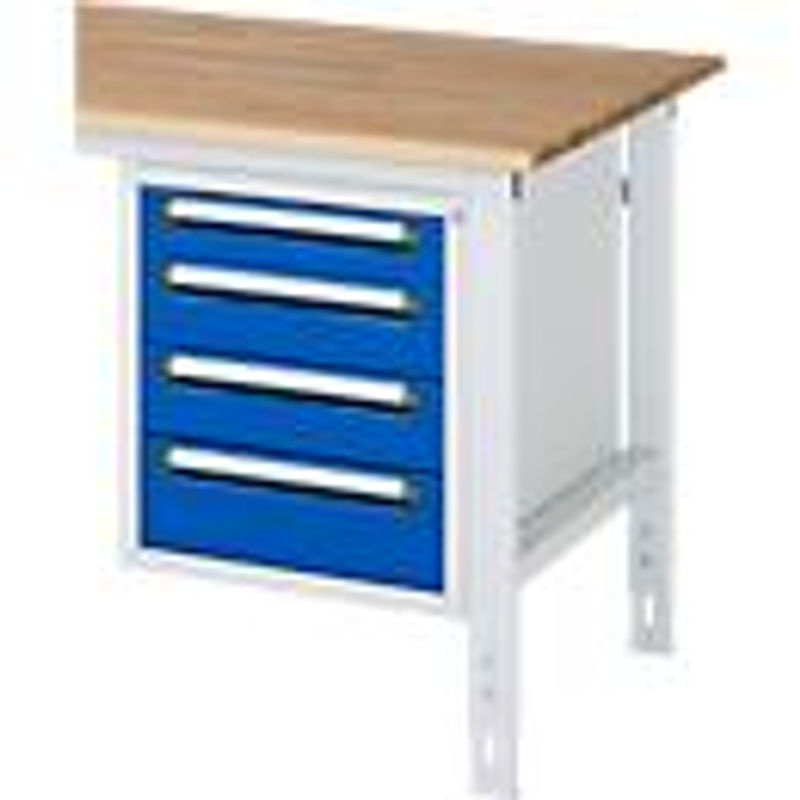 Rau Unterbau-Container für höhenverstellbare Arbeitstische Jerry, Tom und Serie E von Adlatus mit 4 Schubladen, B/T/H: 48,0 x 60,0 x 54,5 cm, lichtgrau/enzianblau - Bild 2