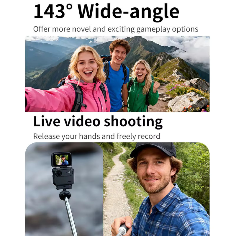 luxuglow Y360 Action Camera mit 4K Ultra-HD Aufnahme, Klappbildschirm und Anti-Shake Funktion für Vlogs, erhältlich in Schwarz oder Weiß - Bild 5
