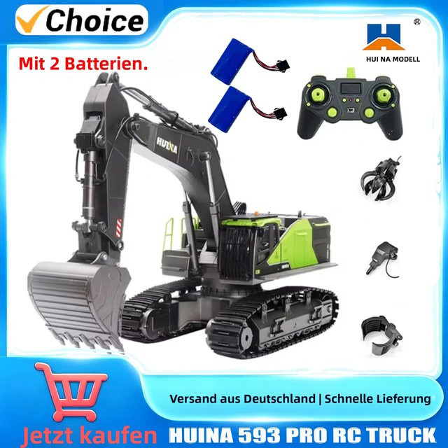HUINA 1593 RC Bagger-LKW, 1:14, mit Ton und Licht, ab 3 Jahre - Bild 1