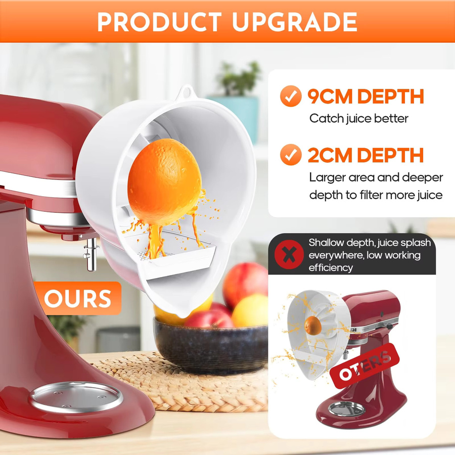 GVODE Zitruspresse-Aufsatz für KitchenAid Standmixer in Weiß, 2 Größen, Zitronenpresse und Reibahle, spülmaschinenfestes Küchenzubehör - Bild 4