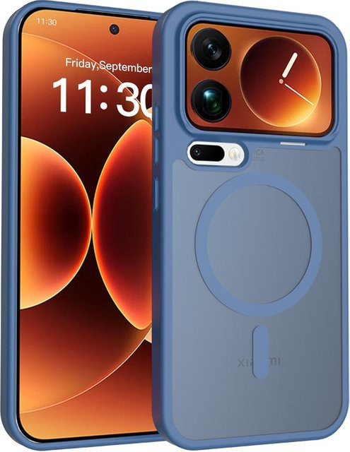 Magnetische Matte Schutzhülle für Xiaomi 17 Pro Max, Transluzente Stoßfeste PC Hülle mit MagSafe Unterstützung in Grau und Blau - Bild 1