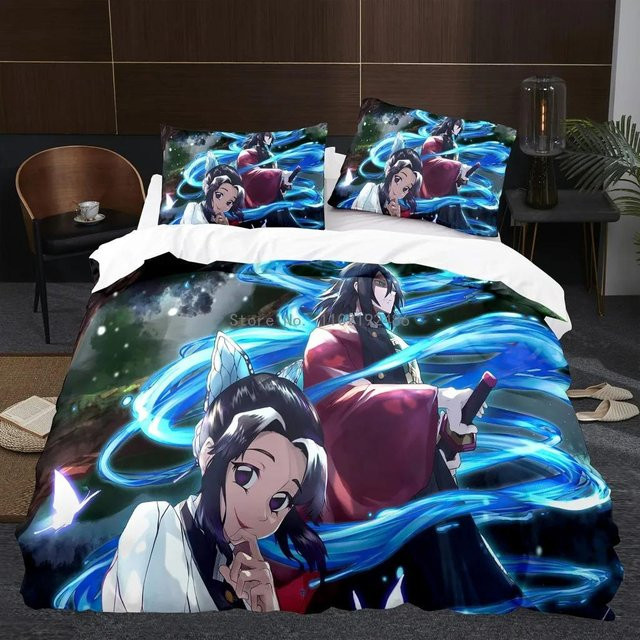 Demon Slayer Bettwäsche-Set mit Anime-Print, bestehend aus Bettdeckenbezug und Kissenbezug, Mehrfarbig, B/H: 140 x 210 cm - Bild 1