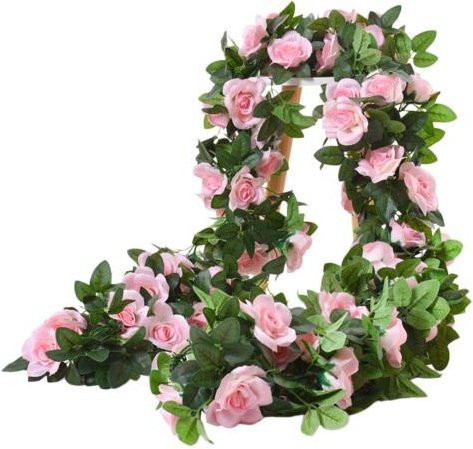 Lumin Künstliche Rosenblüten-Girlande in Rosa mit 16 Köpfen, 220 cm UV-beständige Rattan-Ranke für Hochzeit und Party - Bild 1