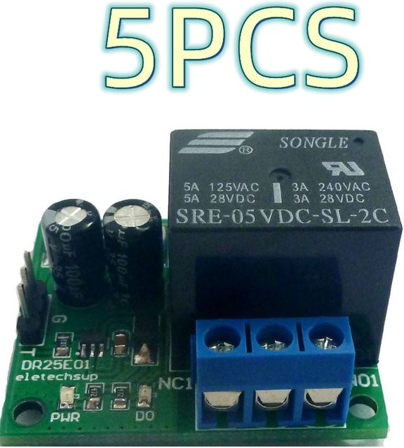 Eletechsup Bistabiles Flip-Flop-Verriegelungsrelais Modul DPDT mit Selbstsicherung für 6V 9V 12V 24V Dr25e01 - Bild 1