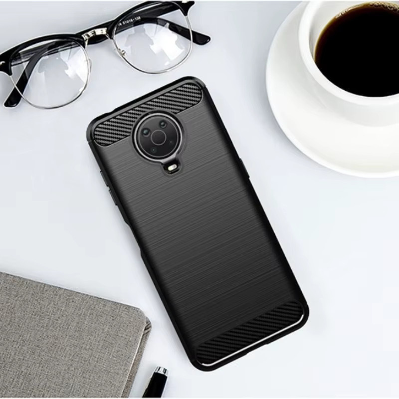 Stoßfeste Silikon Schutzhülle mit Carbon-Faser-Optik für Nokia G10 und Nokia G20 in Schwarz und Blau von panbon - Bild 3