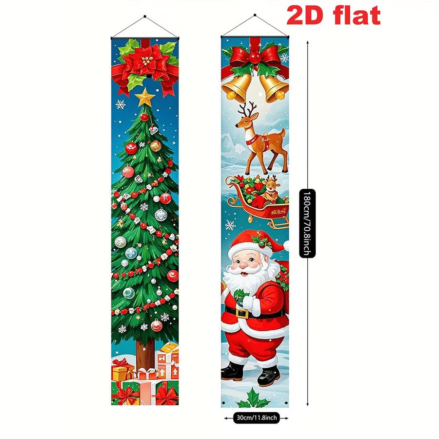 VIKAMA Weihnachtsbanner Couplet mit Rentier und Weihnachtsmann, Multicolor, Hängende Dekoration für den Weihnachtsbaum - Bild 6