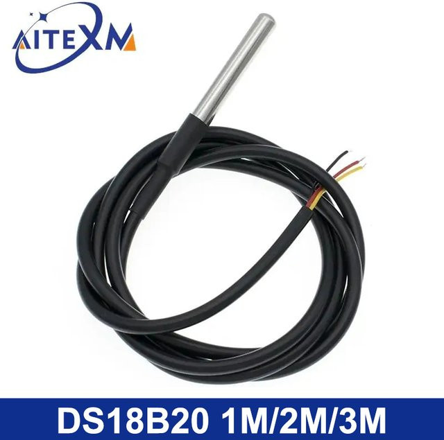 YANXD DS18B20 Temperatursensor aus Edelstahl in Schwarz, wasserdichter Kabeltemperaturfühler für Arduino - Bild 1